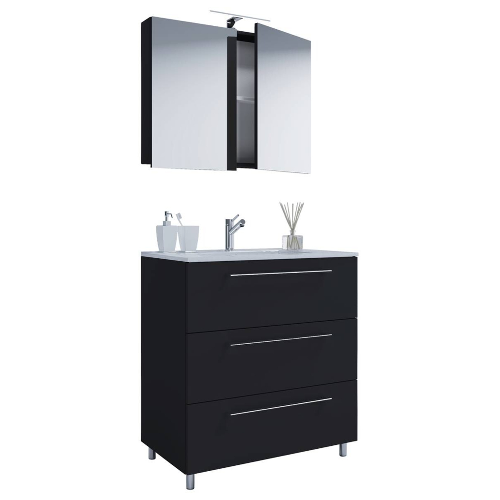 Waschplatz 3tlg-Schubo schwarz B/H/T: ca. 60x86x46 cm