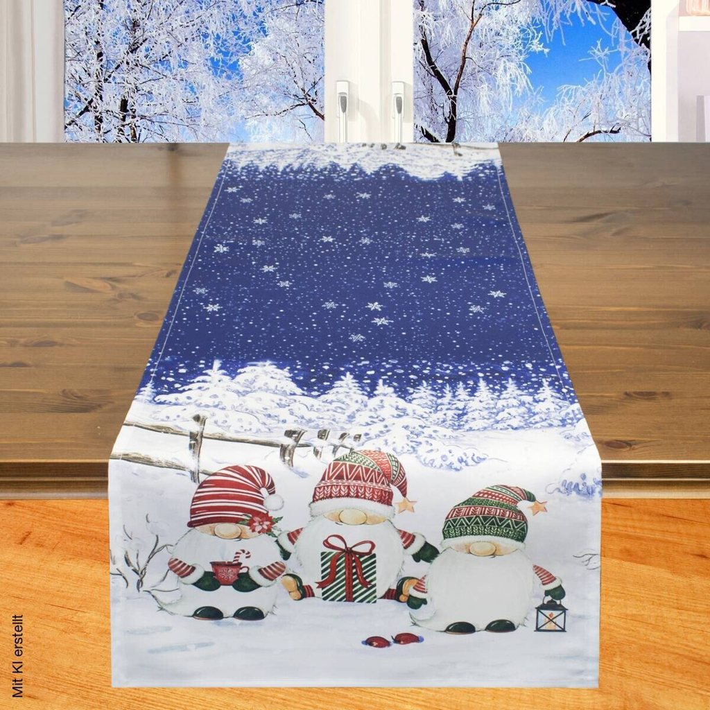 Tischläufer blau Polyester B/L: ca. 40x100 cm