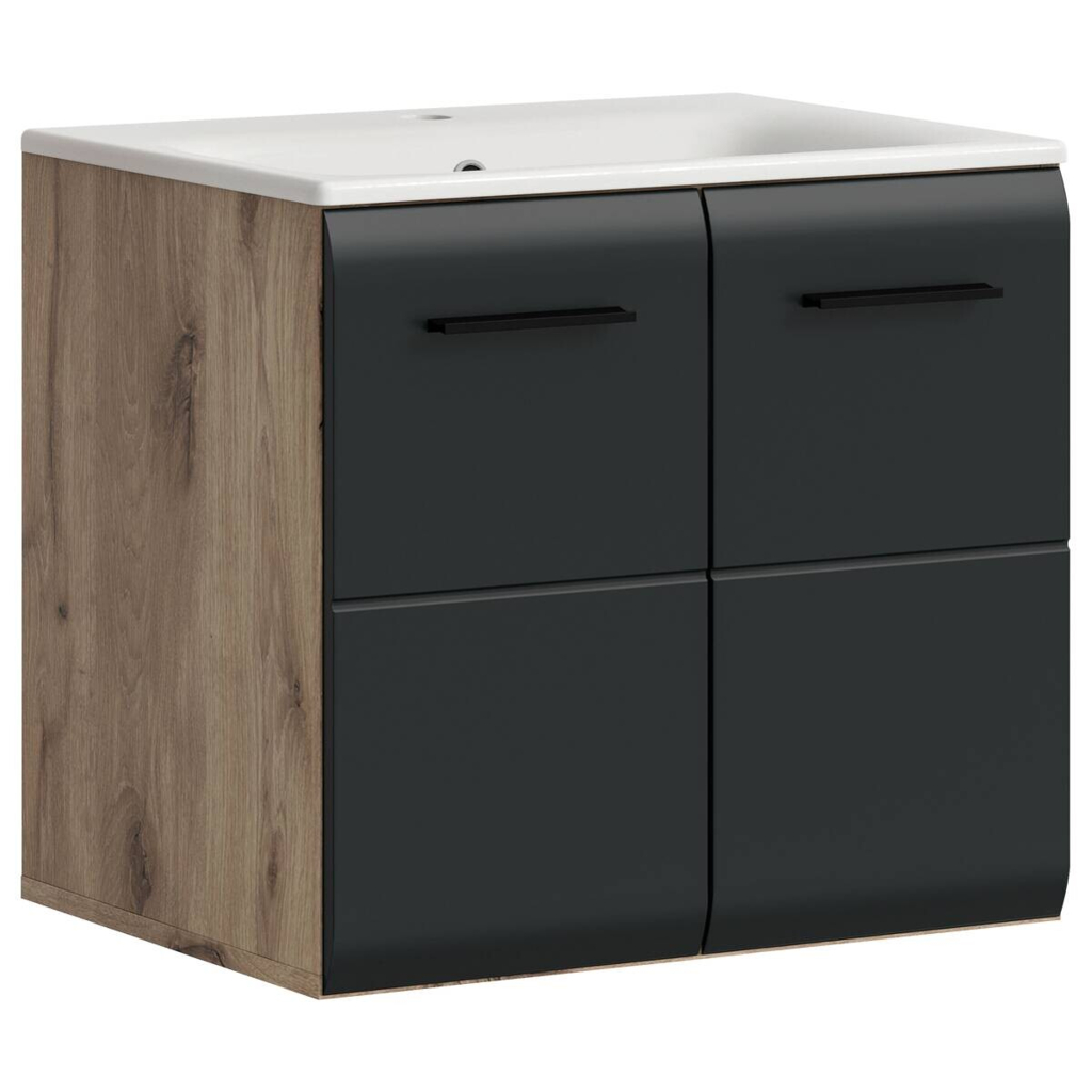 Waschplatz Ice Nox Oak Nachbildung schwarz matt B/H/T: ca. 60x55x46 cm