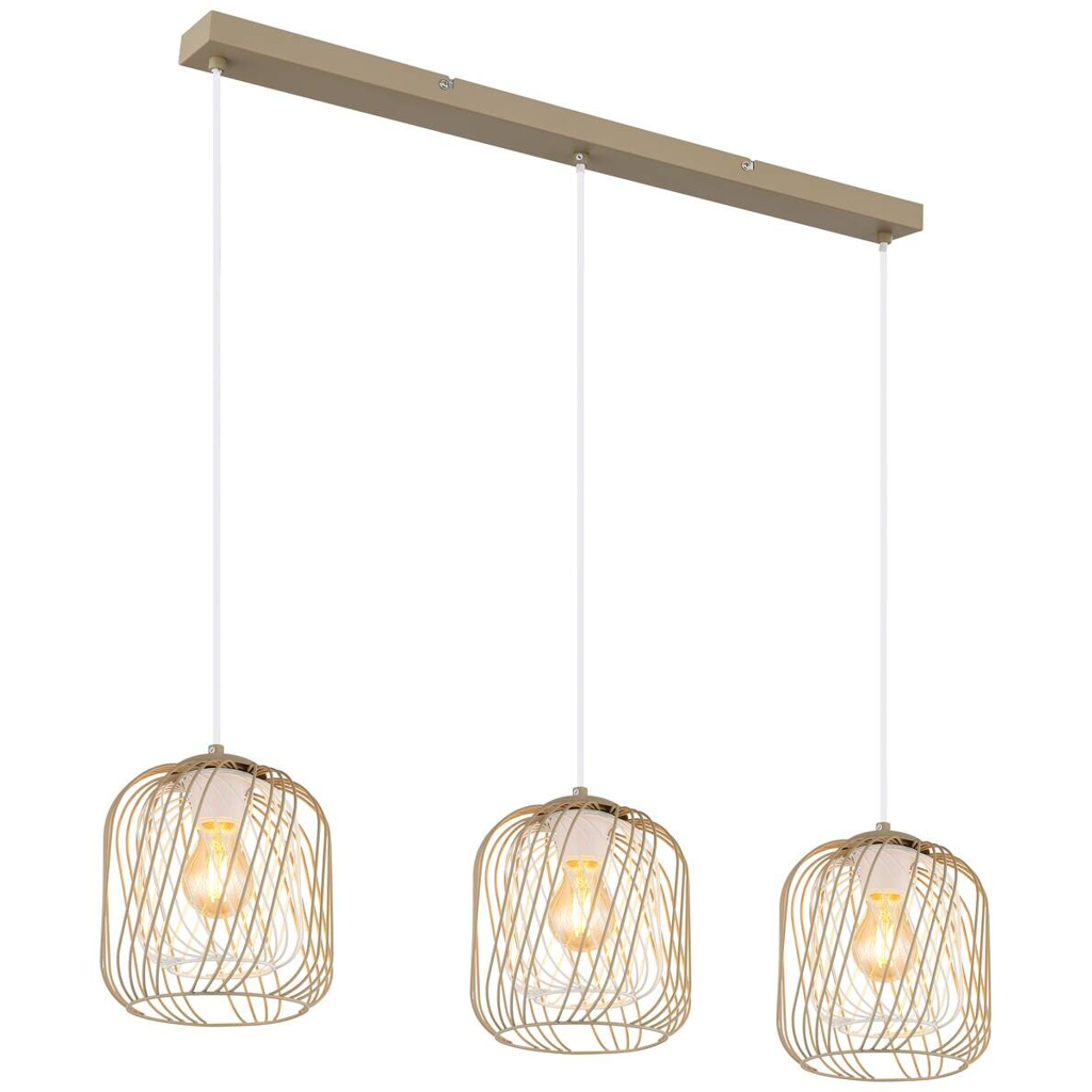GLOBO Pendelleuchte Dichti sand Metall B/H/L: ca. 18x150x84 cm E27 3 Brennstellen