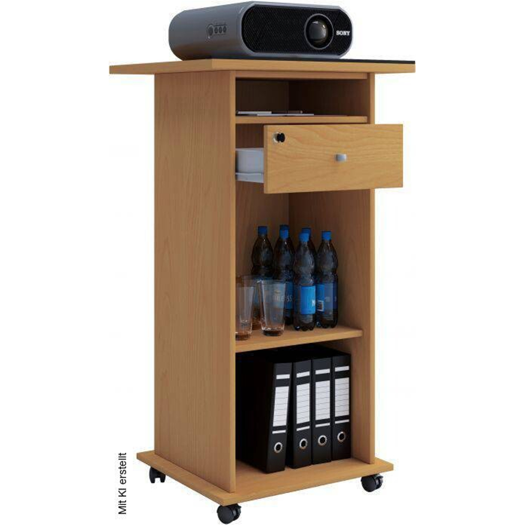 VCM Beamer-Stand Rollwagen Schublade buche