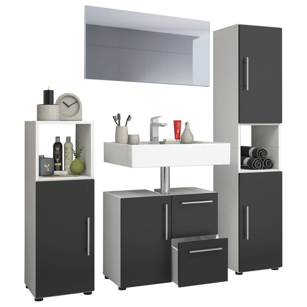 Badezimmer-Set Flandu weiß schwarz B/H/T: ca. 61x51x32 cm