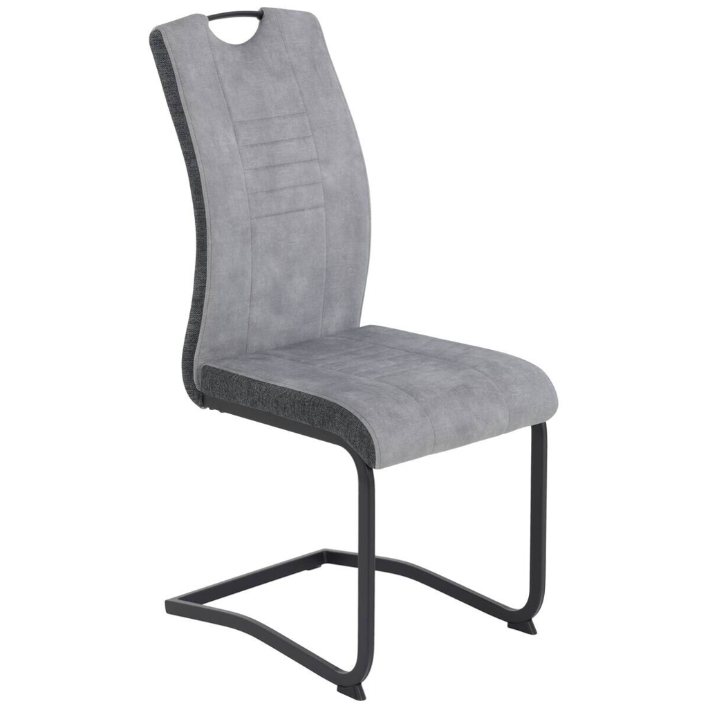 Schwingstuhl Riga, 2er-Set hellgrau Webstoff B/H/T: ca. 44x100x60 cm