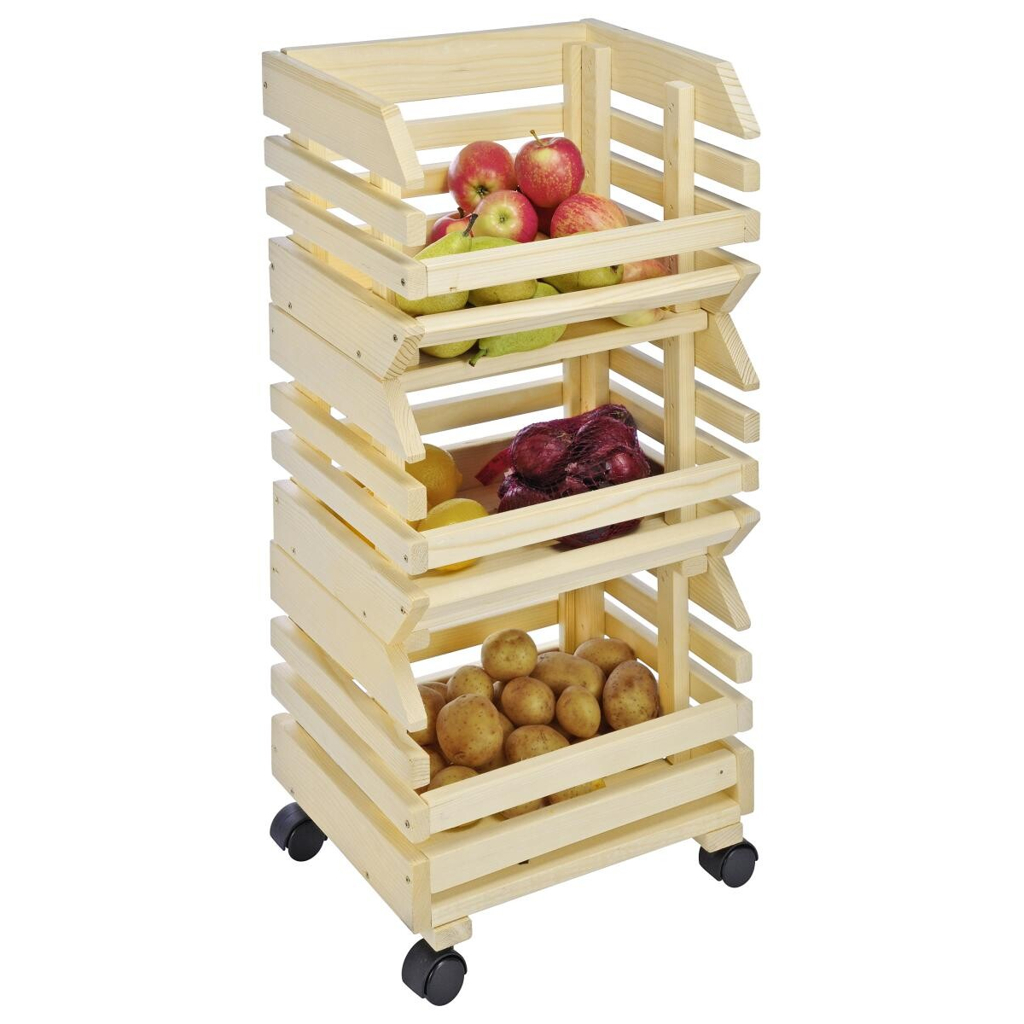HI Obsthorde 3-teilig natur Kiefer B/H/T: ca. 37x80x25 cm