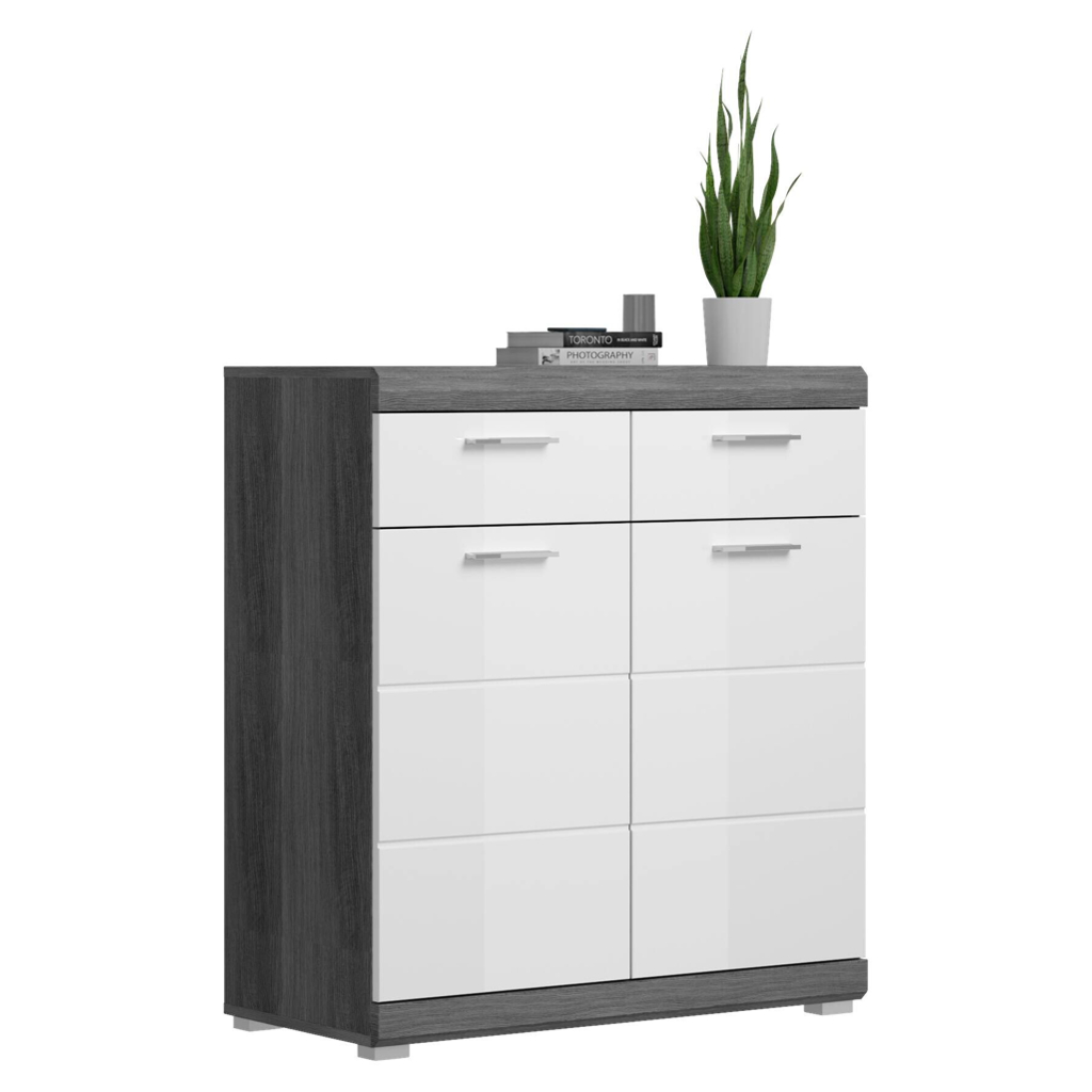 Schuhschrank SCOUT Rauchsilber Nachbildung weiß Hochglanz B/H/T: ca. 90x96x37 cm