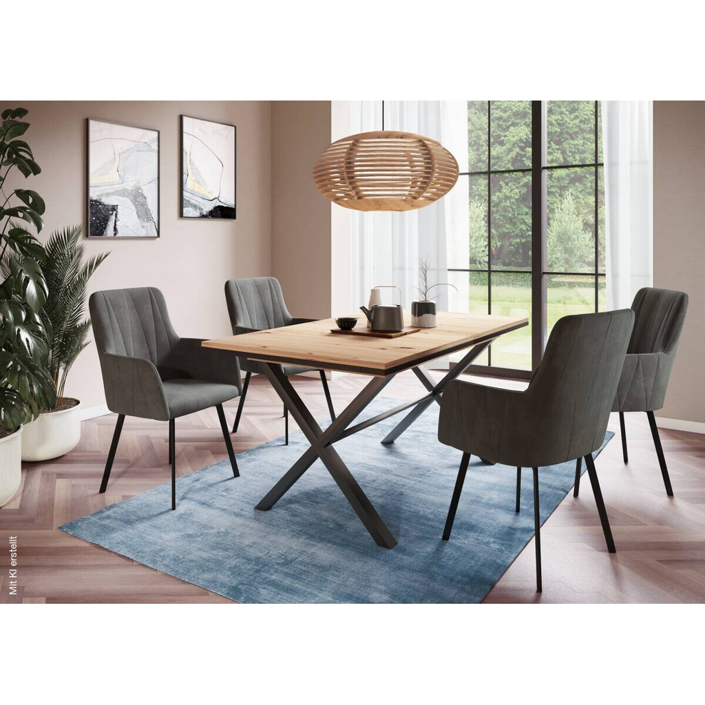 Essgruppe Karina Eiche anthrazit Microfaser B/H/T: ca. 200x76x90 cm