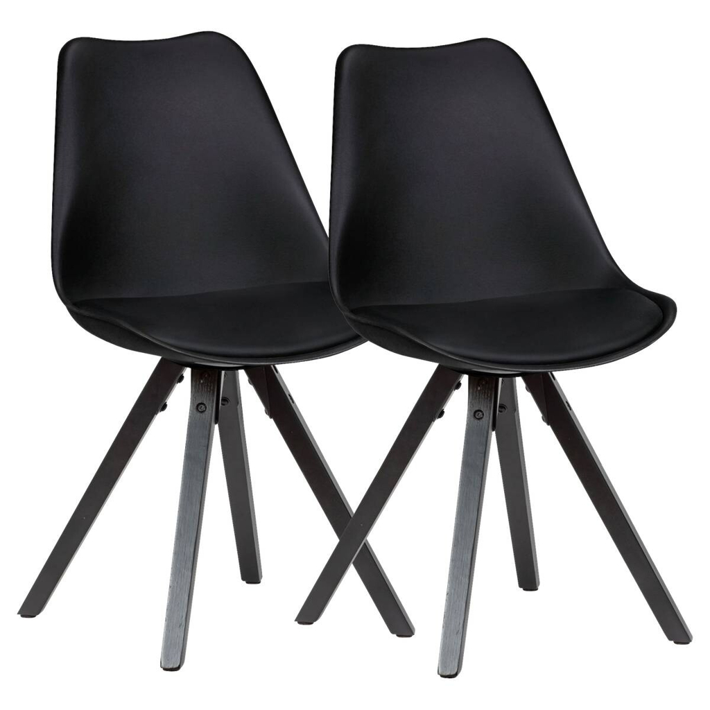 Stuhl 2er-Set schwarz schwarz schwarz Kunststoff Kunstleder Echtholz B/H/T: ca. 49x87x52 cm