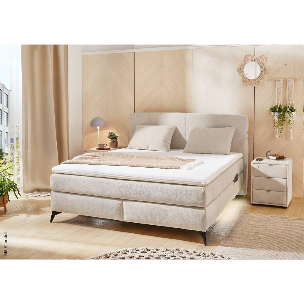 Boxspringbett beige Liegefläche B/L: ca. 160x200 cm