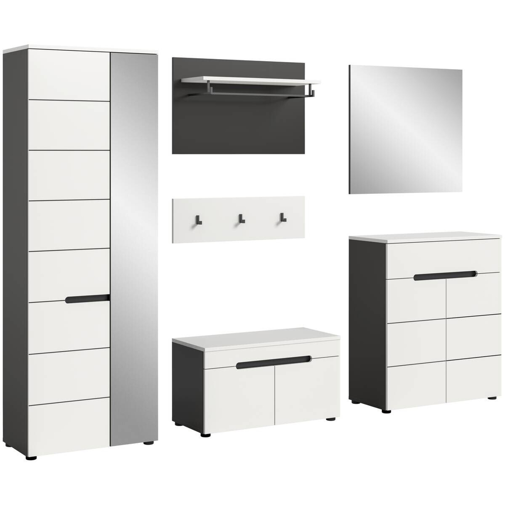 Garderobe Canu basaltgrau Nachbildung weiß B/H/T: ca. 255x190x37 cm