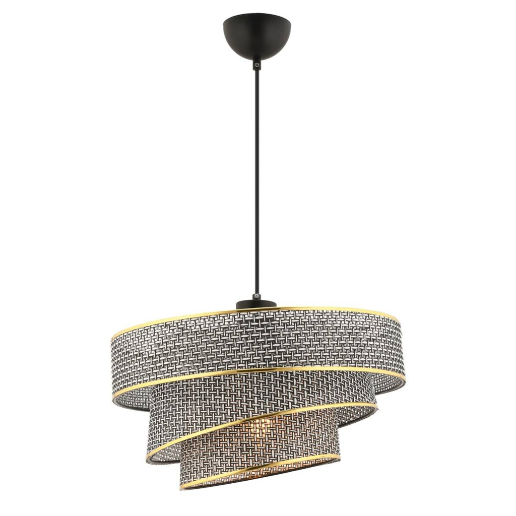 Opviq Pendelleuchte Couper grau gold Baumwolle Metall B/H/L: ca. 40x72x40 cm E27 1 Brennstellen