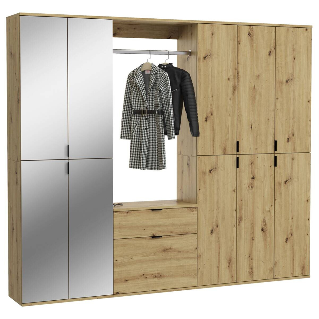 Garderobe PROJEKT Eiche Artisan Nachbildung Spiegel B/H/T: ca. 213x193x34 cm