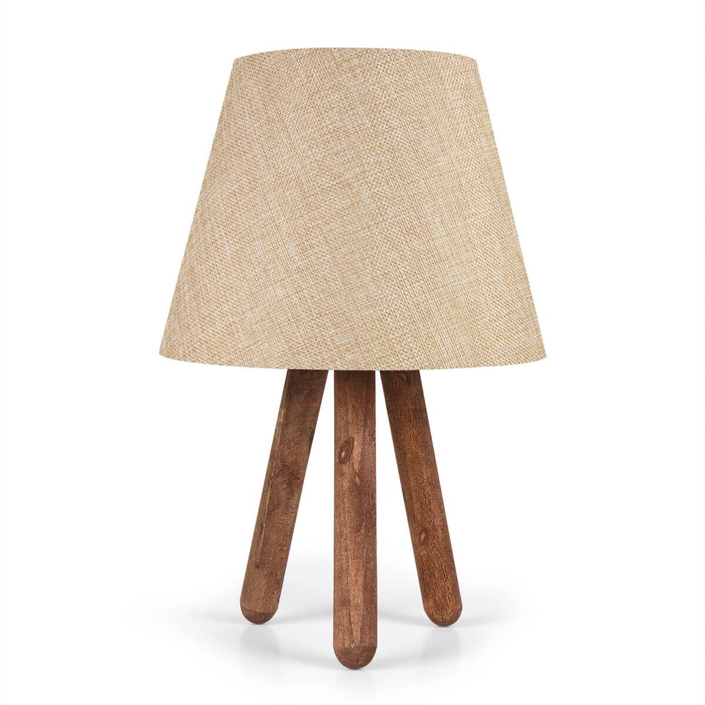 Opviq Tischleuchte creme braun PVC B/H/L: ca. 22x33x22 cm E27 1 Brennstellen