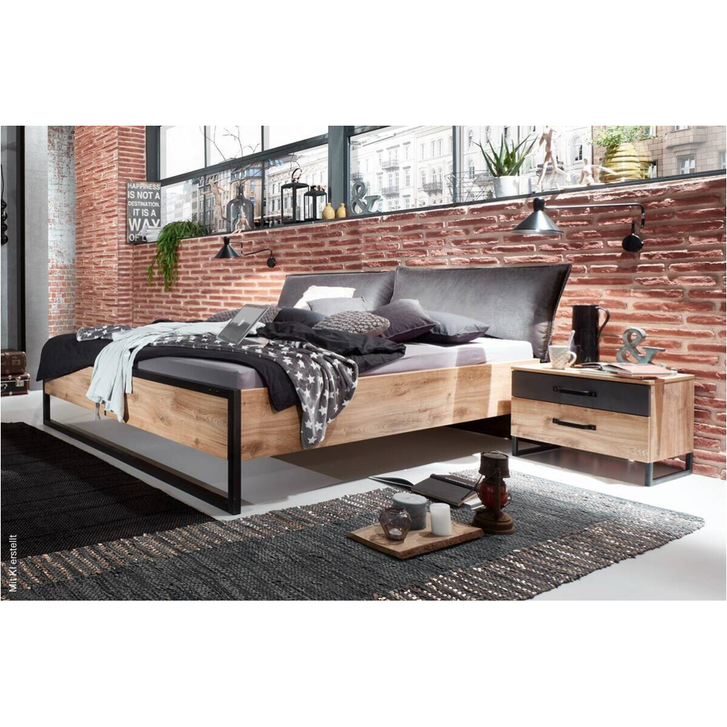 Futonbett Detroit Plankeneiche Nachbildung B/H/T: ca. 180x100x210 cm Liegefläche B/L: ca. 180x200 cm