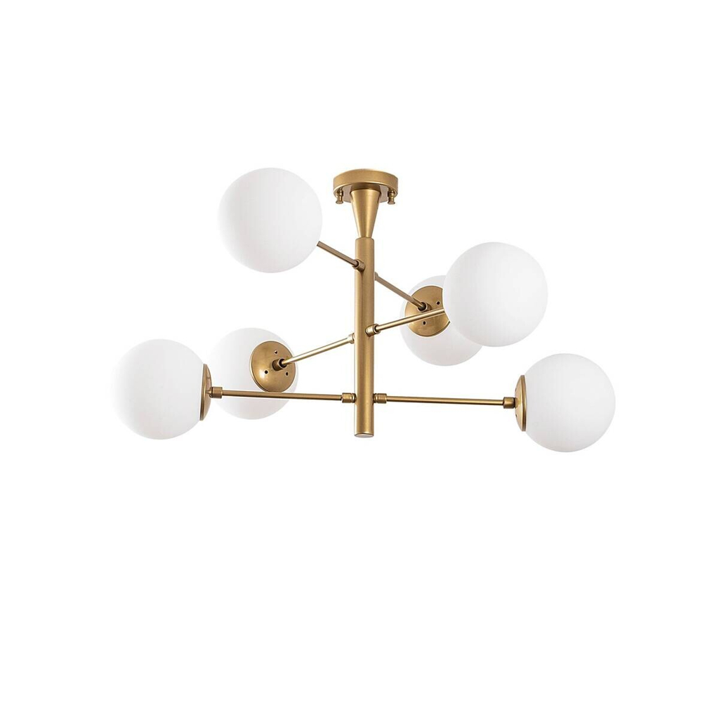 Opviq Pendelleuchte gold Glas Metall B/H/T/L/D: ca. 75x40x75x75x75 cm E14 6 Brennstellen
