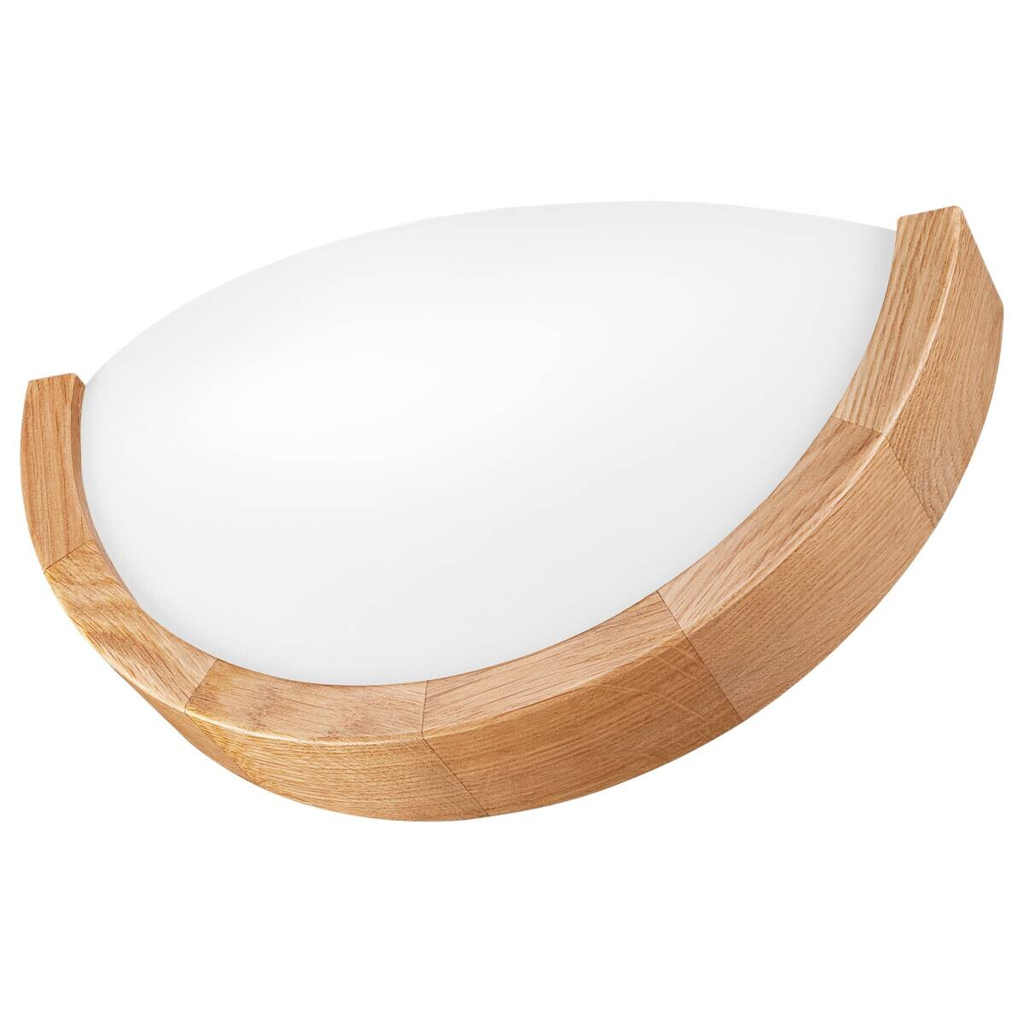 Lamkur Wandleuchte Eiche Holz Glas B/H/L: ca. 20x14x30 cm E27 1 Brennstellen