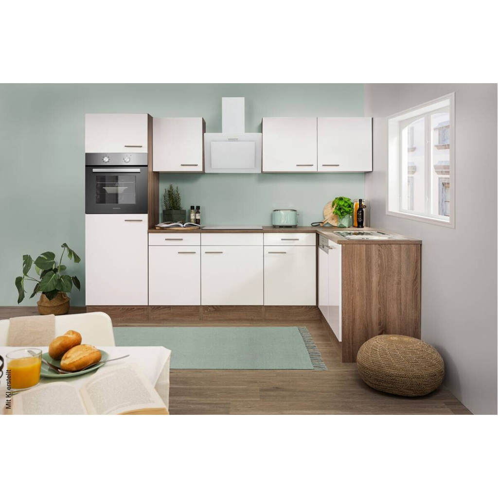 Respekta Winkelküche KBL280EYWS weiß B/H/T: ca. 280x205x172 cm