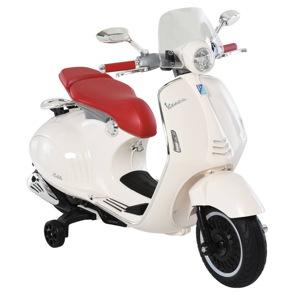 HOMCOM Kinder-Elektro-Motorrad Vespa creme B/H/L: ca. 49x75x108 cm