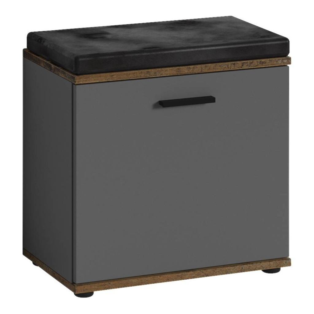 Sitzbank JAKOB schwarz anthrazit Eiche Old Wood Nachbildung B/H/T: ca. 48,5x49x30 cm