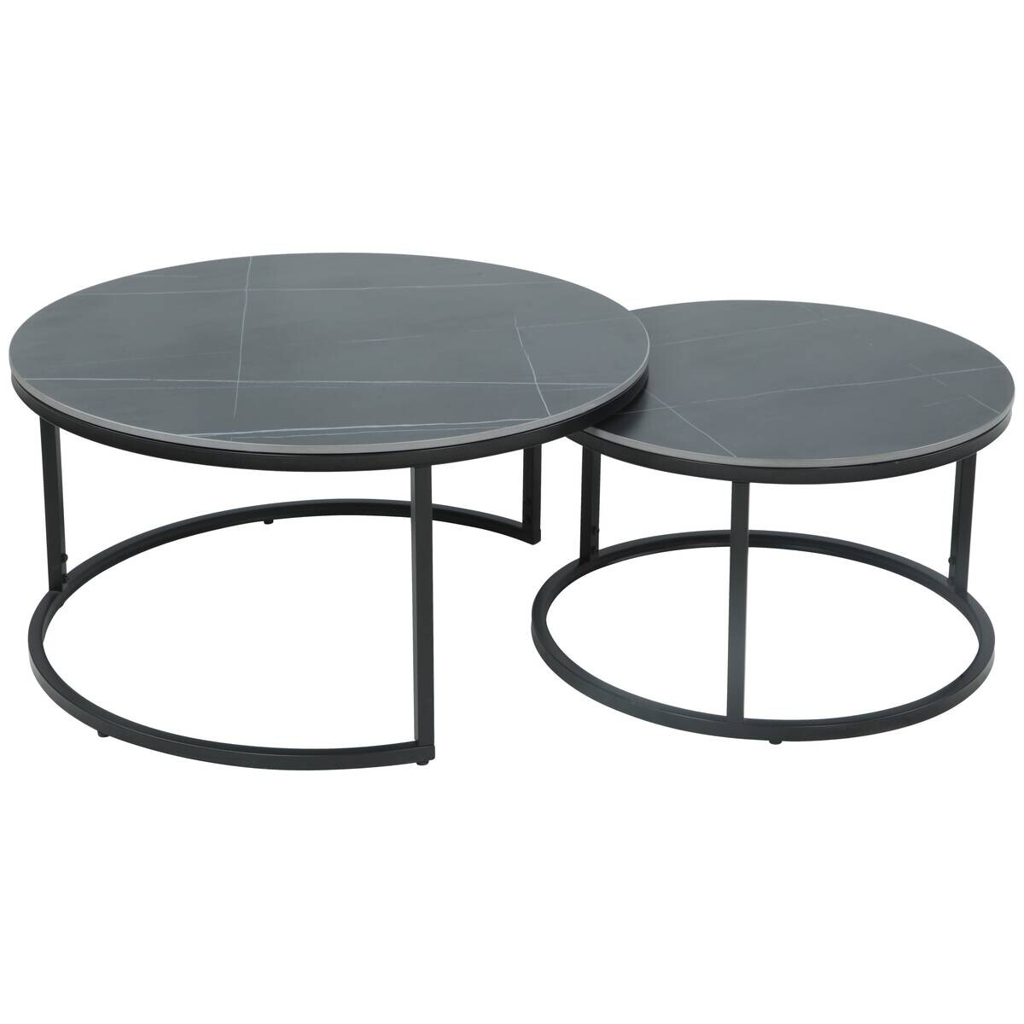 Couchtisch Luis II grau Marmoroptik schwarz H/D: ca. 41x80 cm