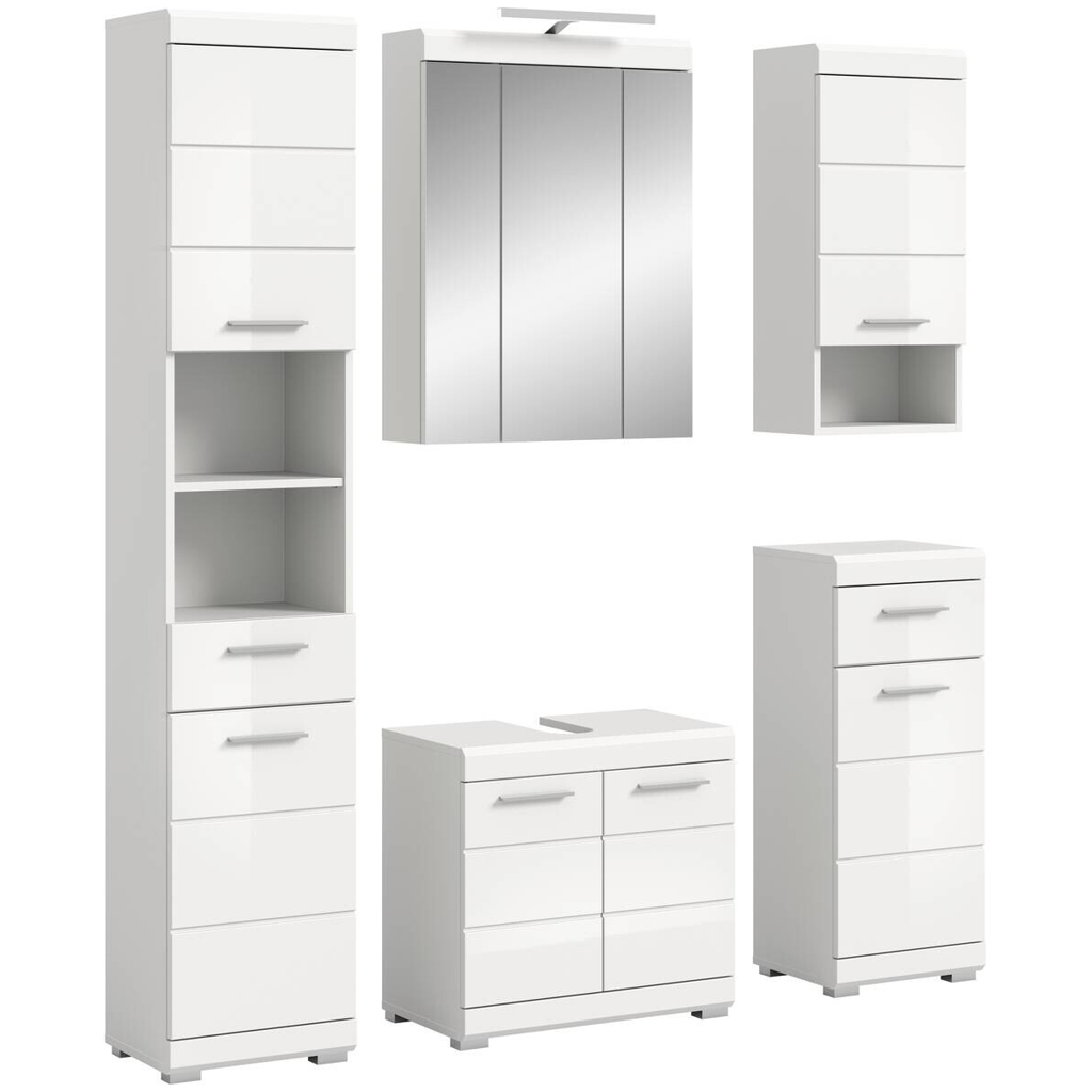 Badezimmer-Set Scout weiß weiß Hochglanz B/H/T: ca. 164x191x34 cm