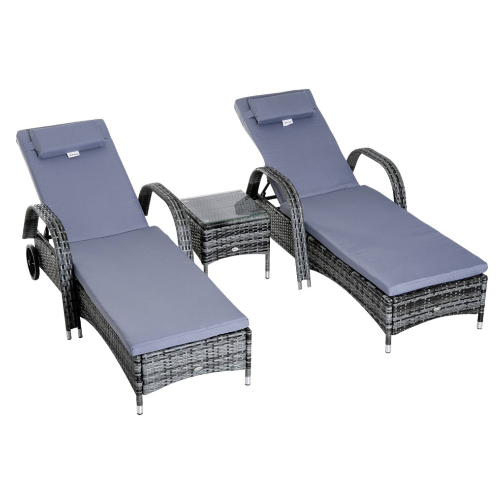 Outsunny Gartenliege grau Metall