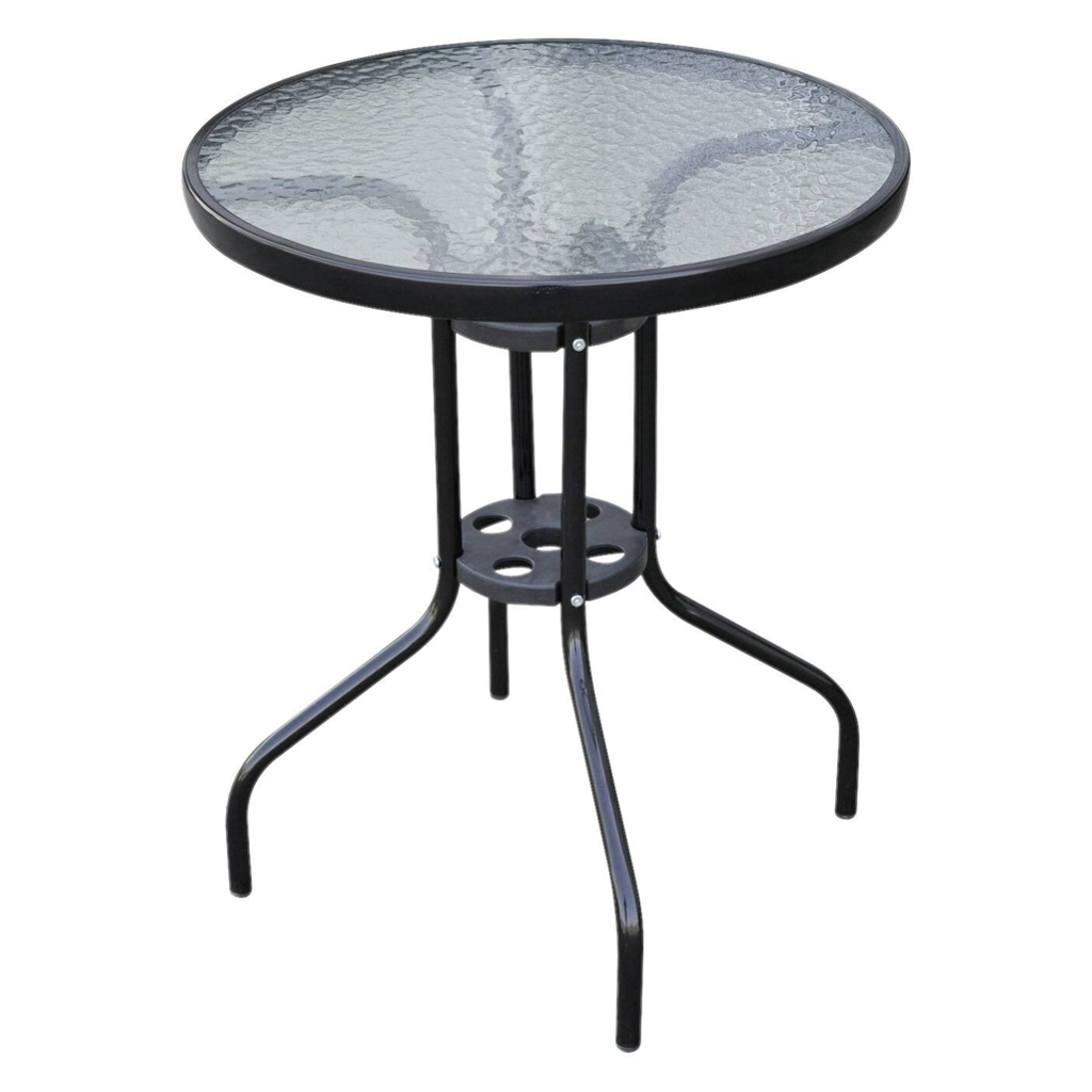 Outsunny Glastisch schwarz Metall H/D: ca. 70x60 cm