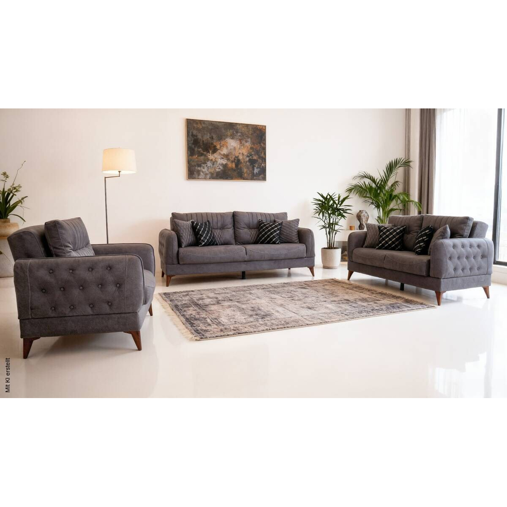 Sofa 3-2-1 Mislina blaugrau Microfaser