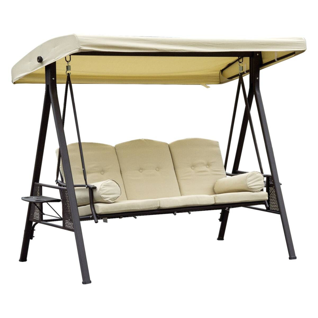 Outsunny Hollywoodschaukel beige Metall B/H/L: ca. 206x180x124,5 cm