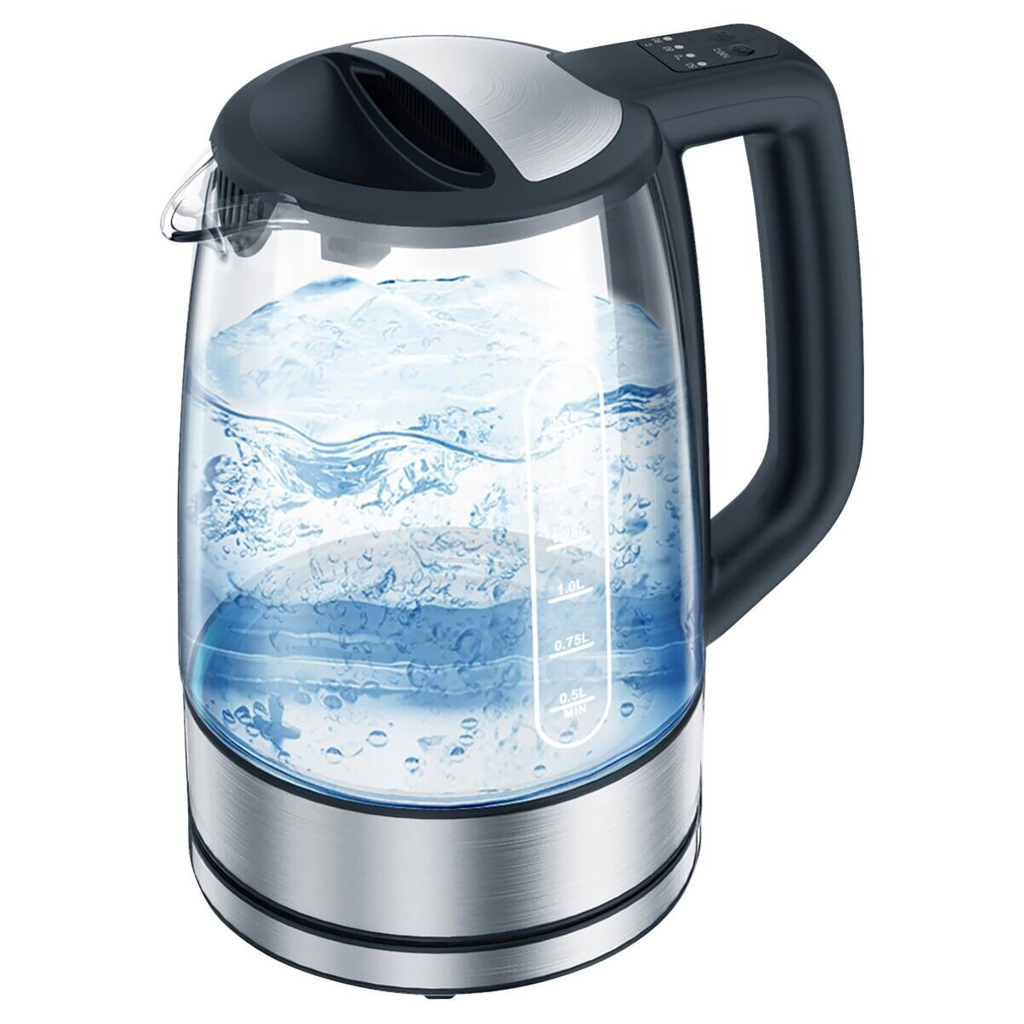 Emerio Wasserkocher WK-133756.1 silber schwarz Metall Kunststoff Glas B/H/L: ca. 14,8x24,2x21,4 cm ca. 1,7 l