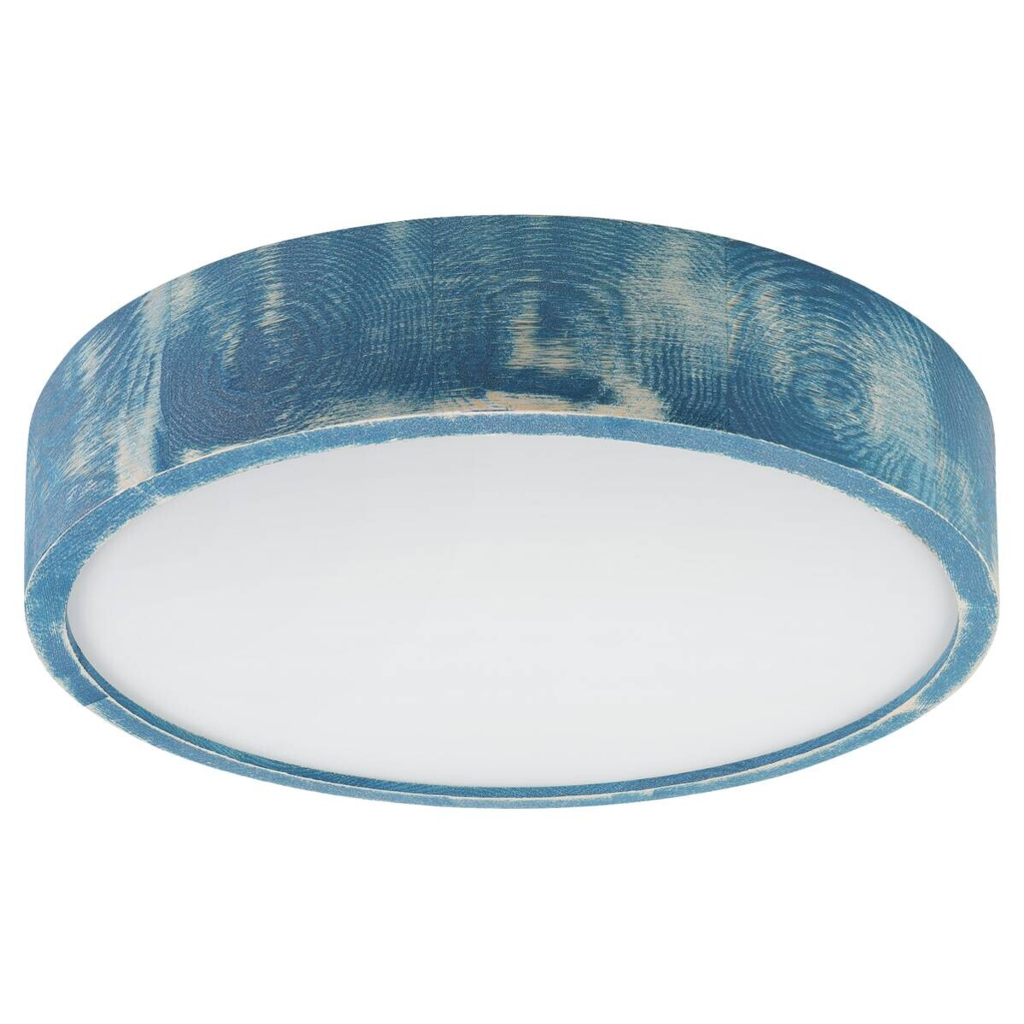 Lamkur Deckenleuchte blau hellbraun Glas Holz B/H/L: ca. 38x38x10 cm 2 Brennstellen