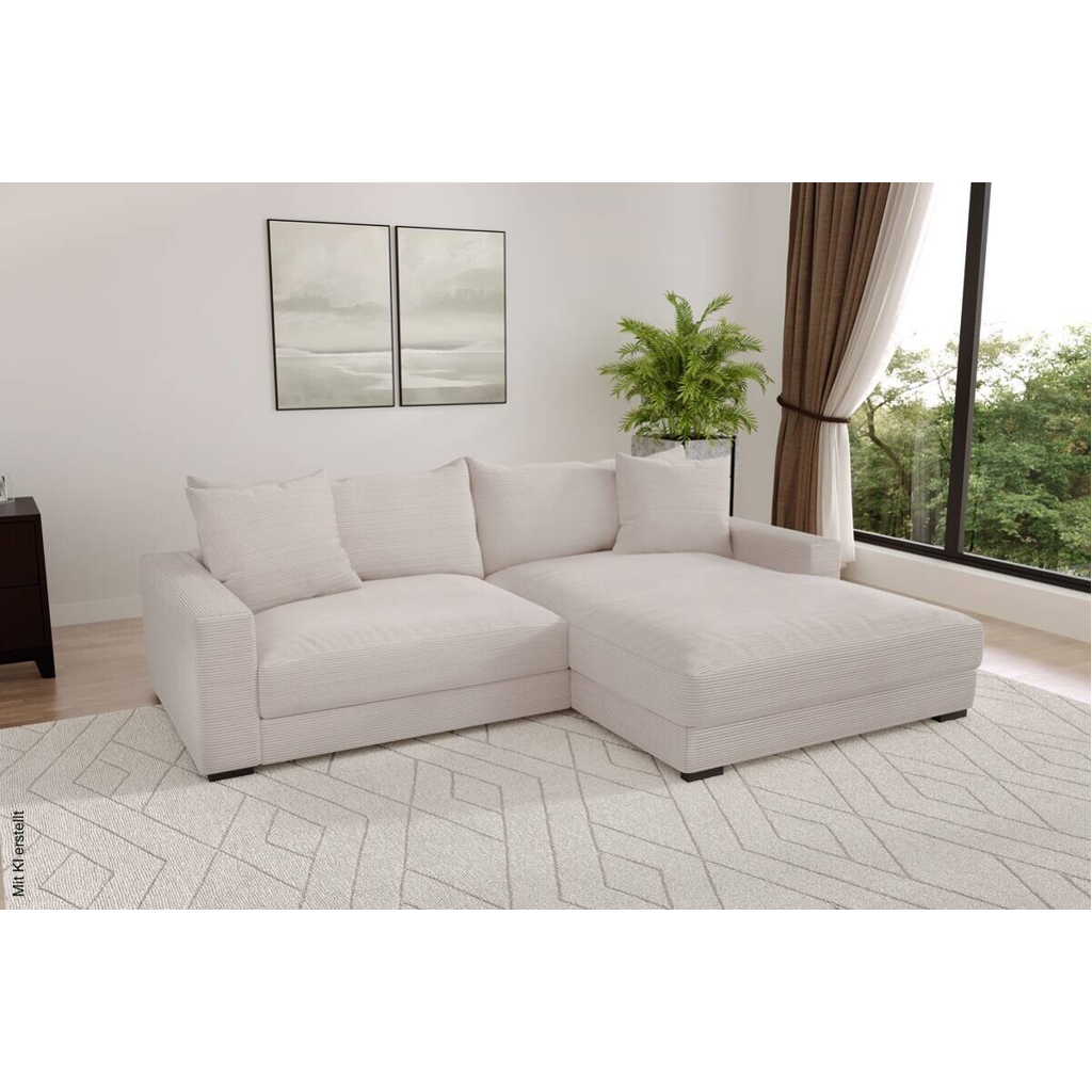 Ecksofa beige-grau Microfaser B/H/T: ca. 261x83x180 cm