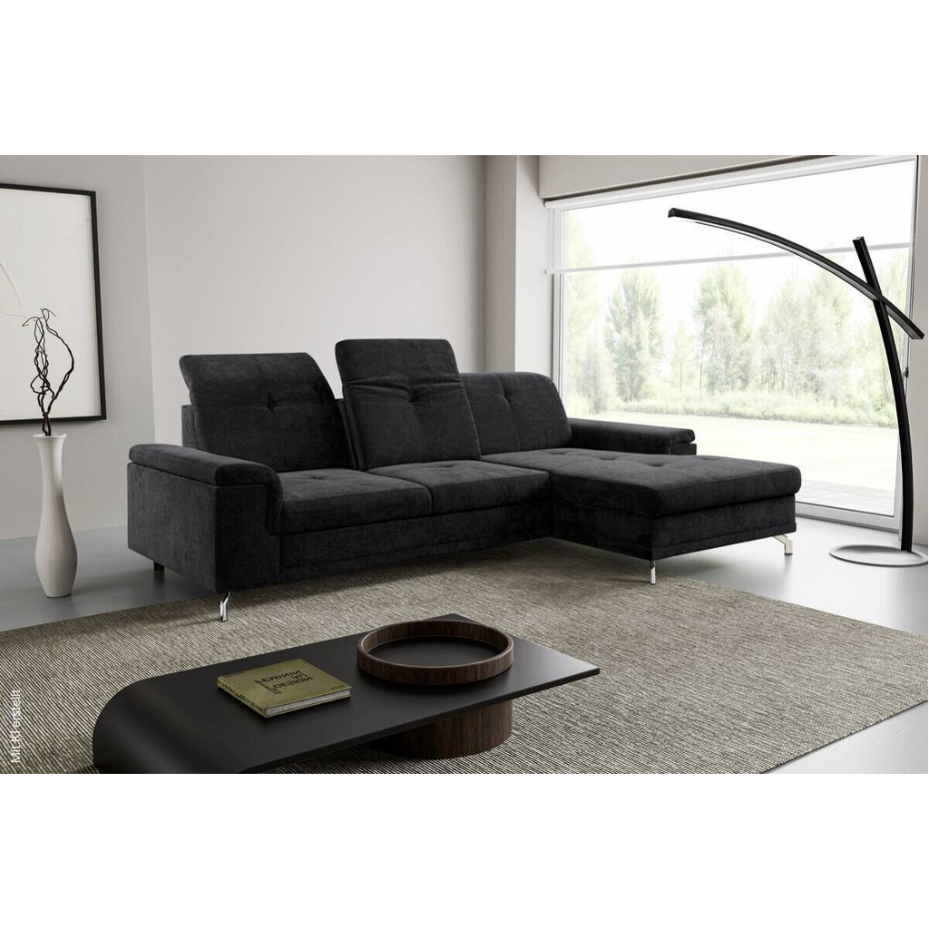 Ecksofa mit Bettfunktion und Bettkasten schwarz Microfaser B/H/T: ca. 270x104x170 cm