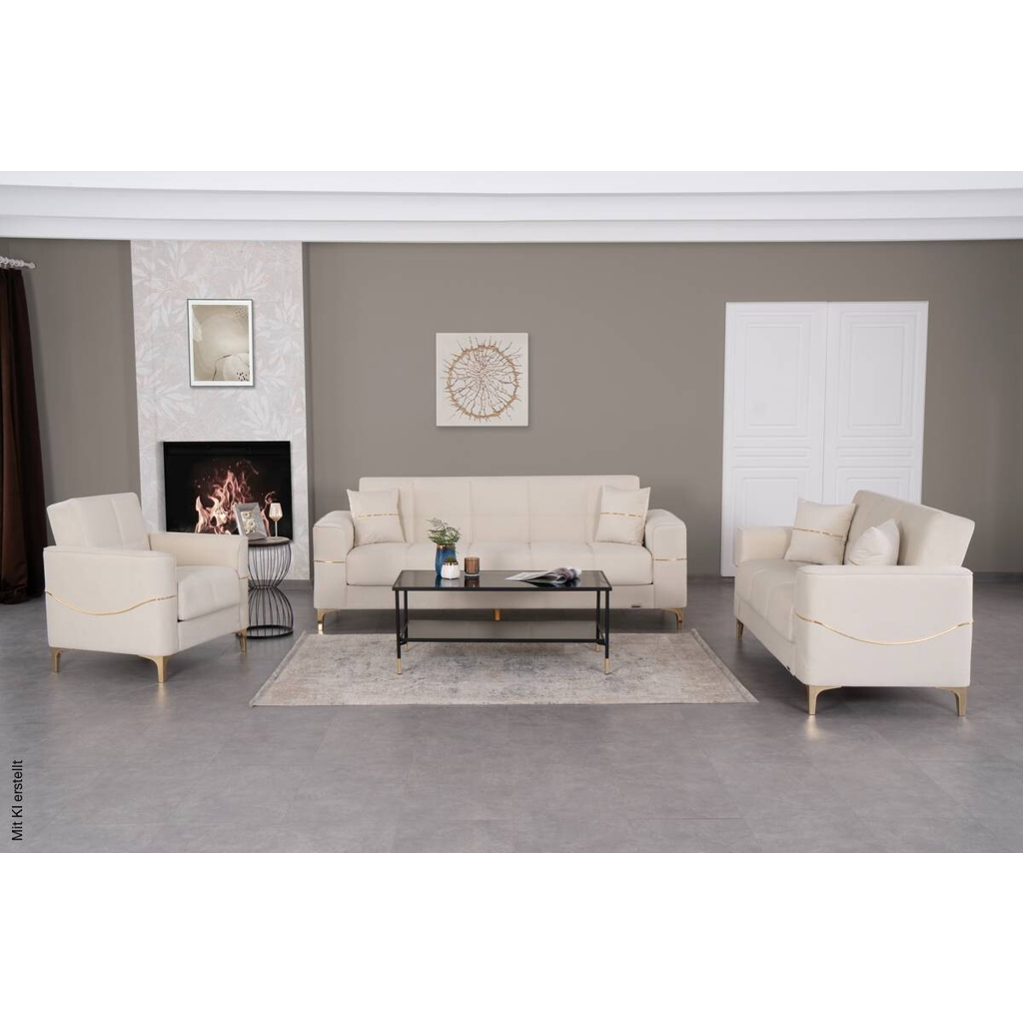Sofa 3-2-1 Salda beige Microfaser