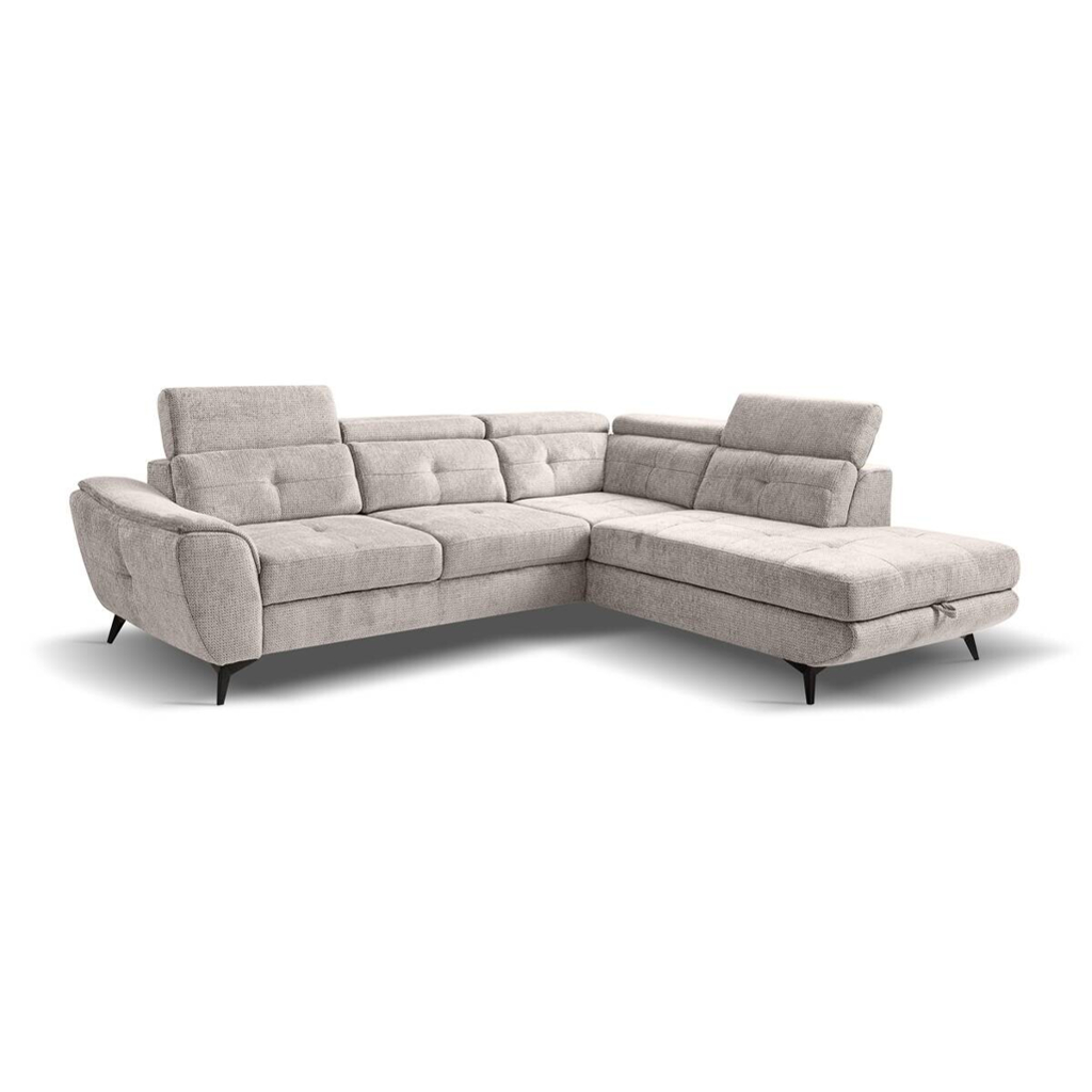 Ecksofa mit Bettfunktion und Bettkasten grau Microfaser B/H/T: ca. 274x82x231 cm