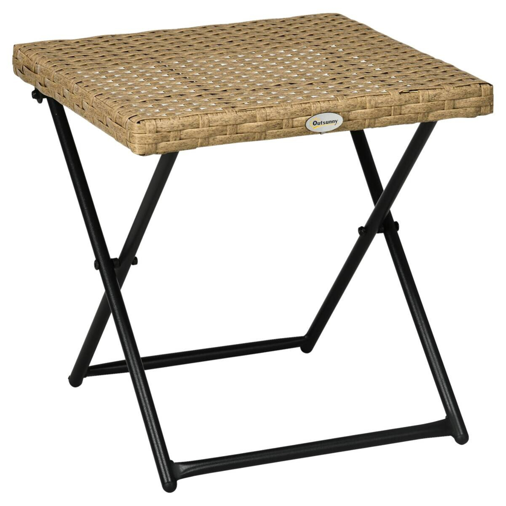 Outsunny Balkontisch natur Polyrattan B/H/L: ca. 40x40x40 cm