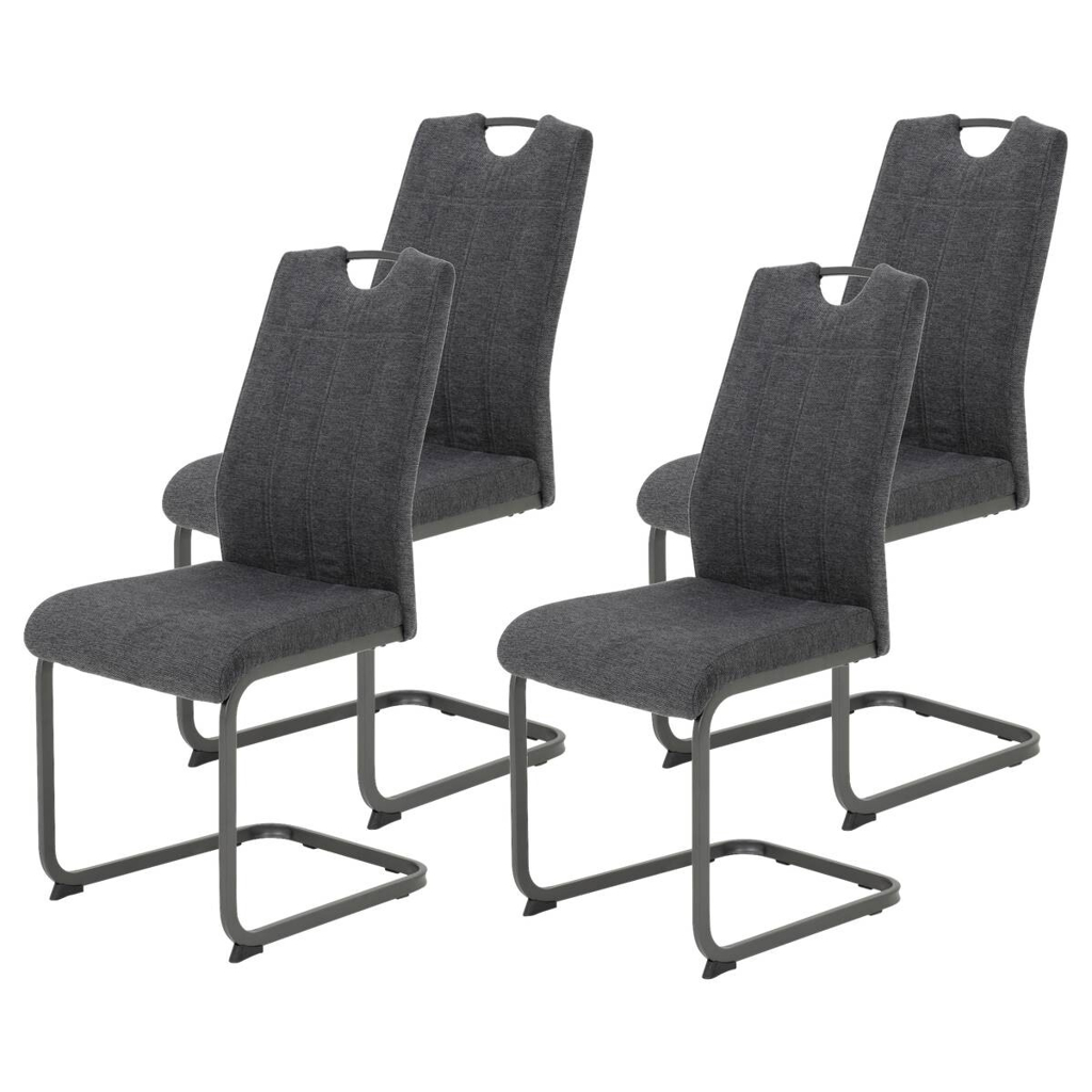 Stuhl 4er Set BRITTA anthrazit grau Microfaser Metall B/H/T: ca. 44x100x59 cm