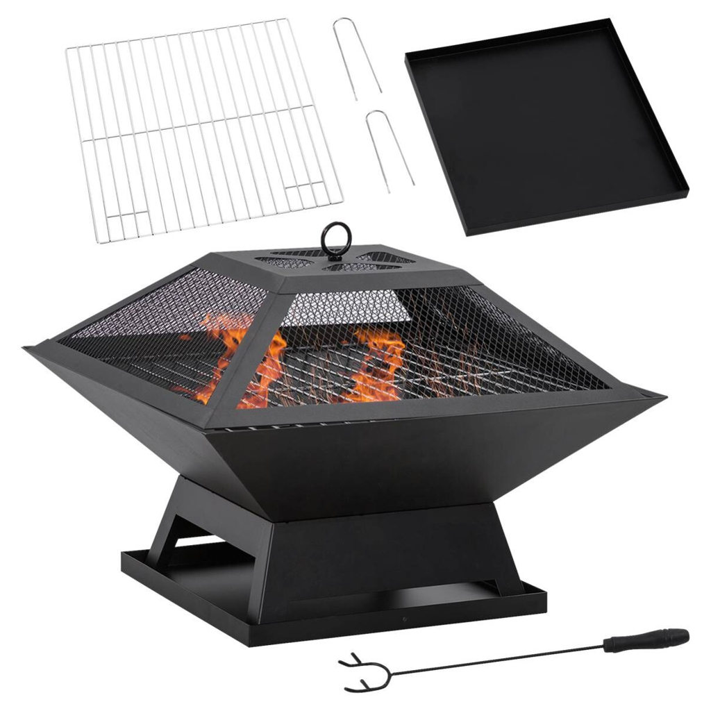 Outsunny Feuerstelle mit Grillrost