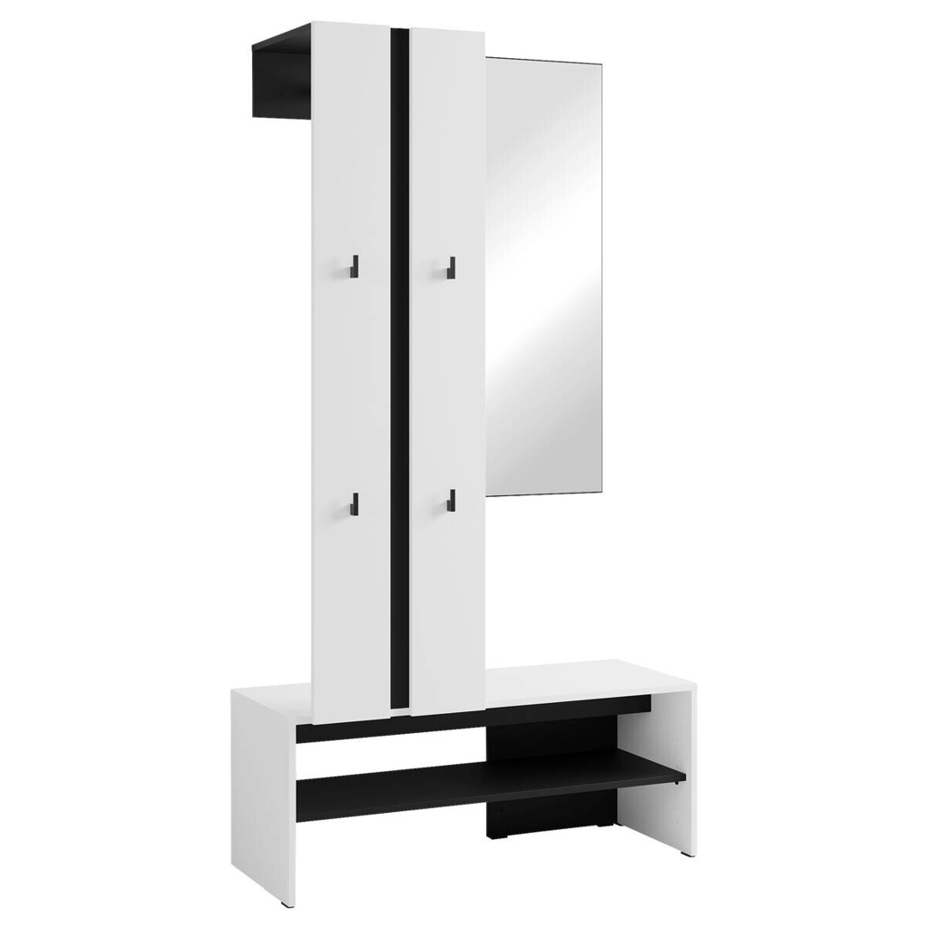 Garderobenset NANTE weiß schwarz B/H/T: ca. 100x186x40 cm