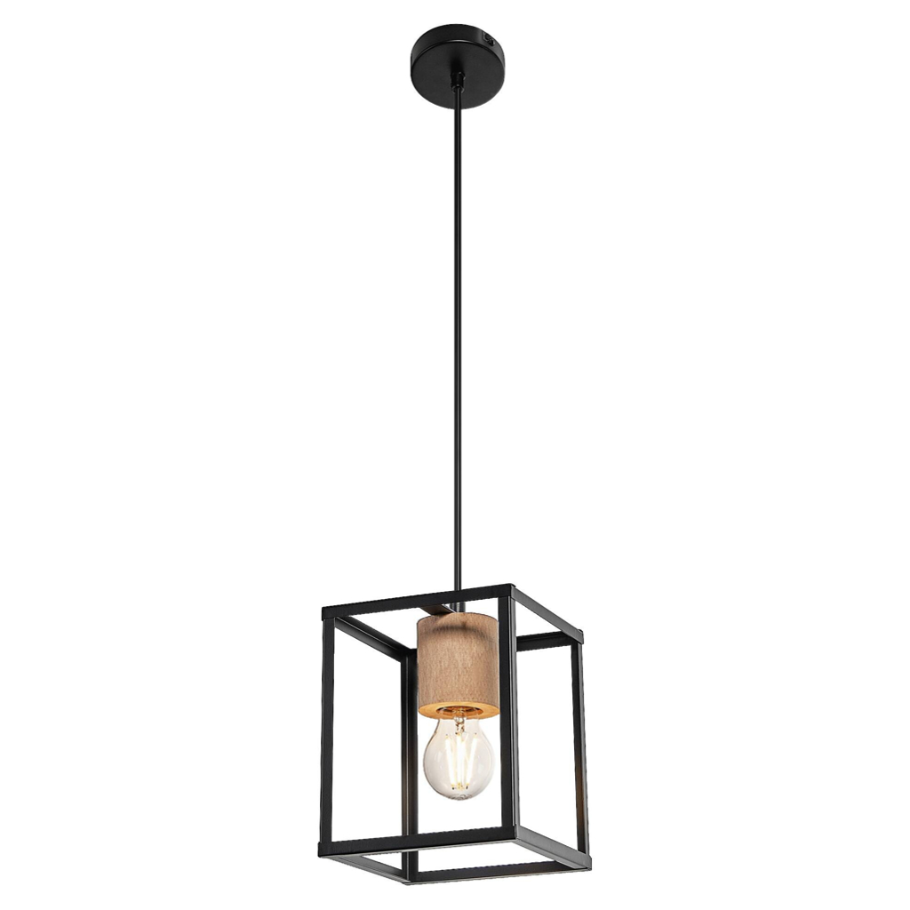 LEDVANCE Pendelleuchte Nairobi schwarz Metall Holz B/H/L: ca. 17x135x17 cm E27 1 Brennstellen