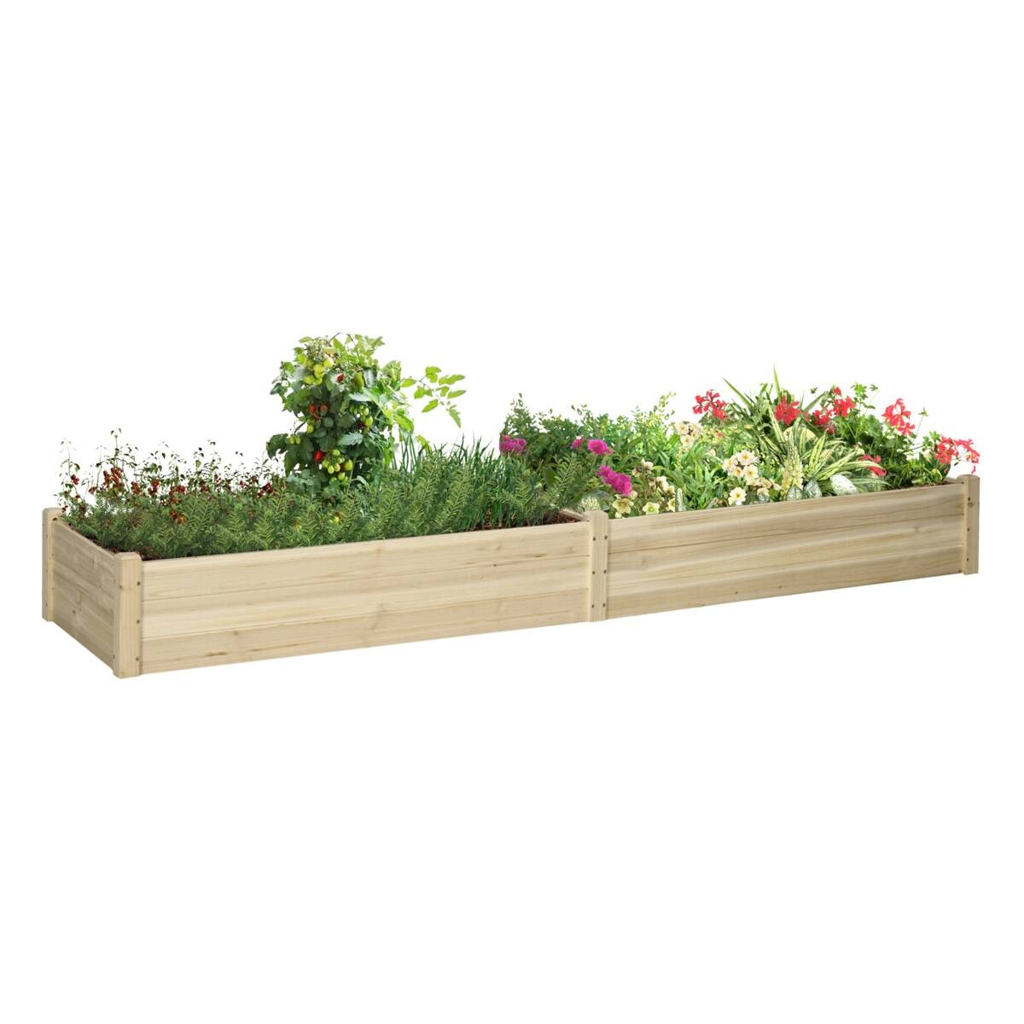 Outsunny Gartenbeet mit 2 Blumenkasten natur B/H/L: ca. 61,5x27x244 cm