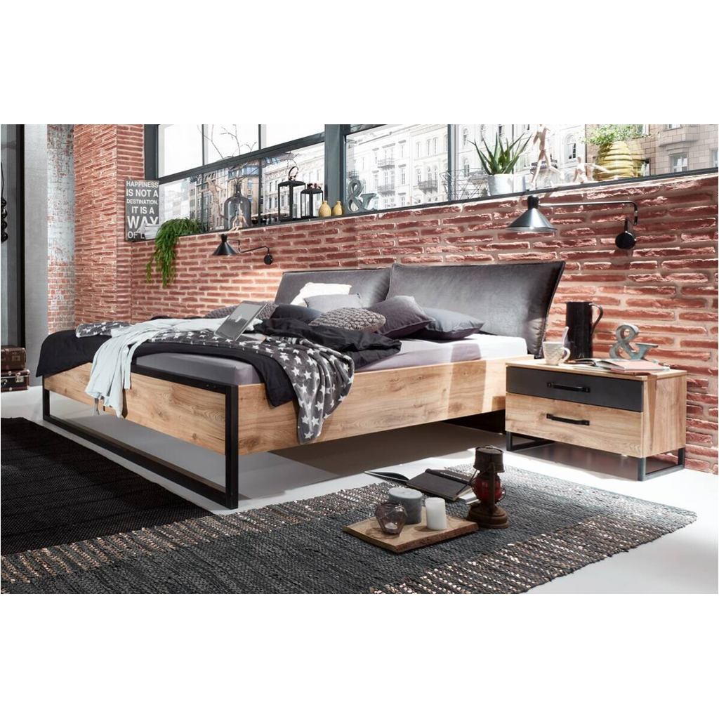 Futonbett Detroit Plankeneiche Nachbildung B/H/T: ca. 180x100x210 cm Liegefläche B/L: ca. 180x200 cm