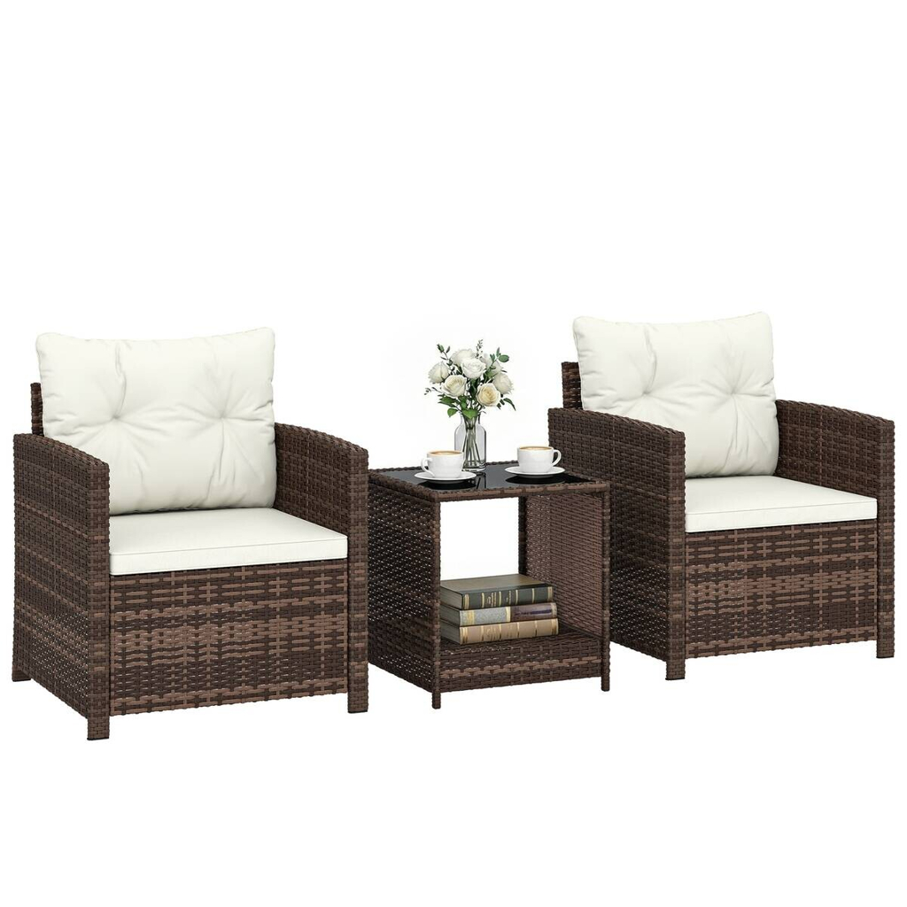 Outsunny Balkonmöbel-Set braun Polyester B/H/L: ca. 62x75x65 cm