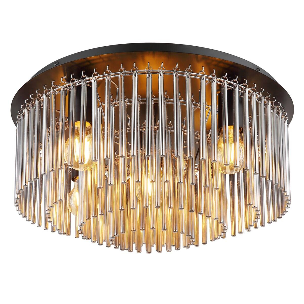 GLOBO Pendelleuchte Gorley Rauch schwarz Glas Metall H/D: ca. 25x50 cm E27 5 Brennstellen