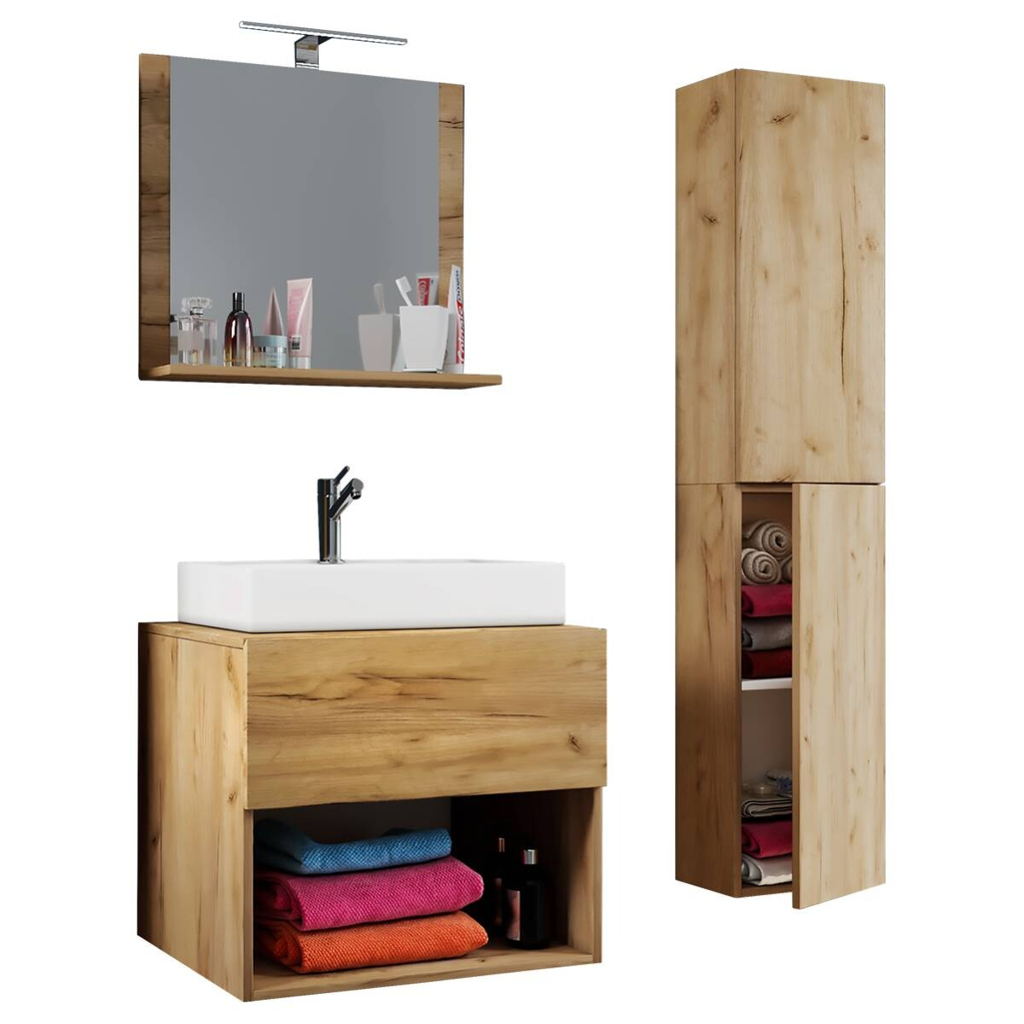 Waschplatz 4tlg-Lendas Eiche Honig Nachbildung weiß B/H/T: ca. 60x52x52 cm