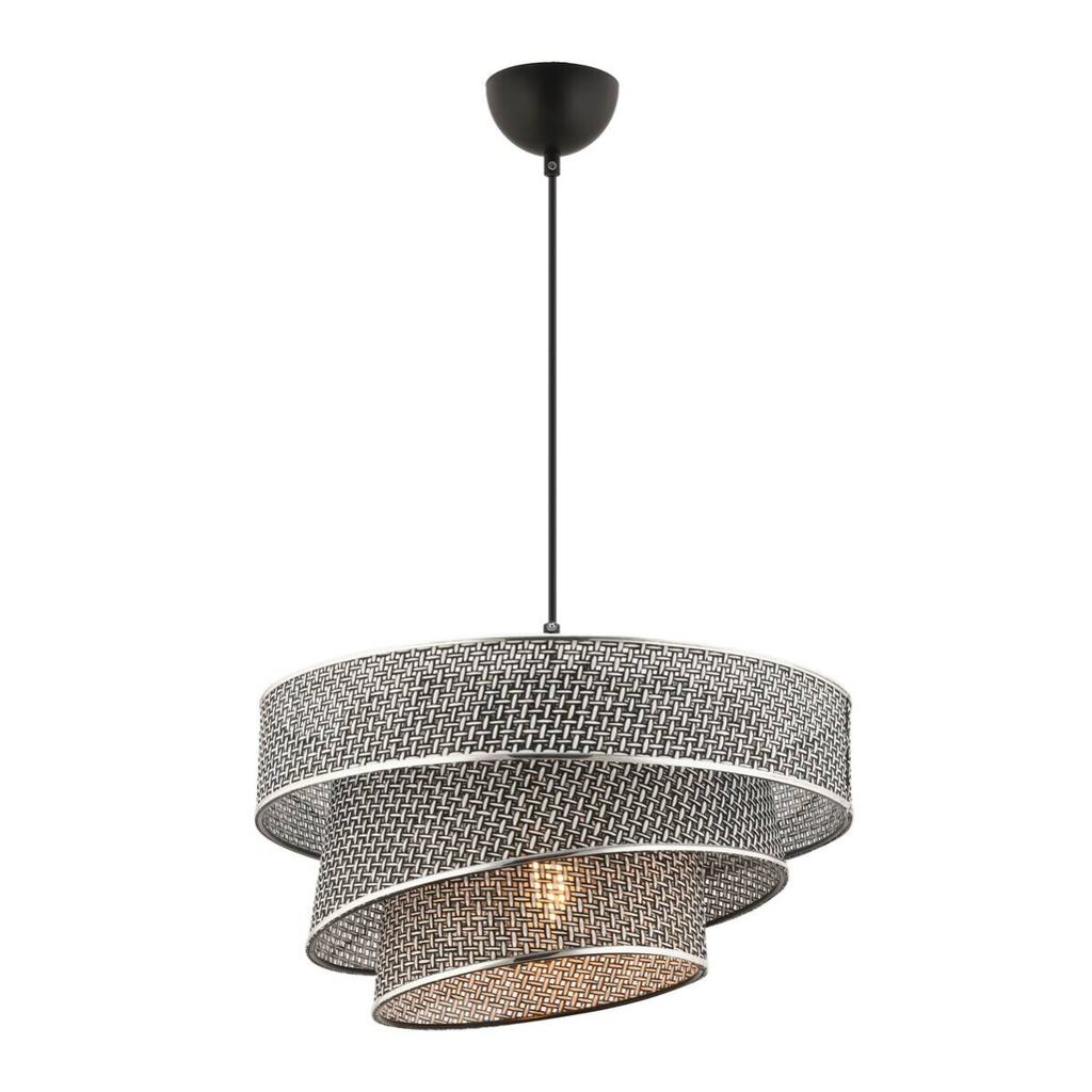 Opviq Pendelleuchte Couper grau Baumwolle Metall B/H/L: ca. 40x72x40 cm E27 1 Brennstellen