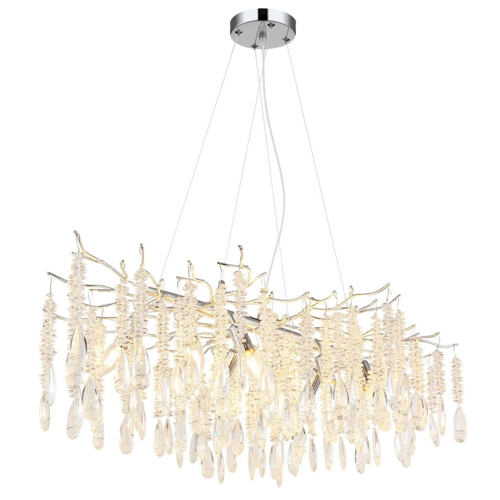 GLOBO Luster gold klar amber Glas Metall B/H/L: ca. 60x120x100 cm E14 10 Brennstellen