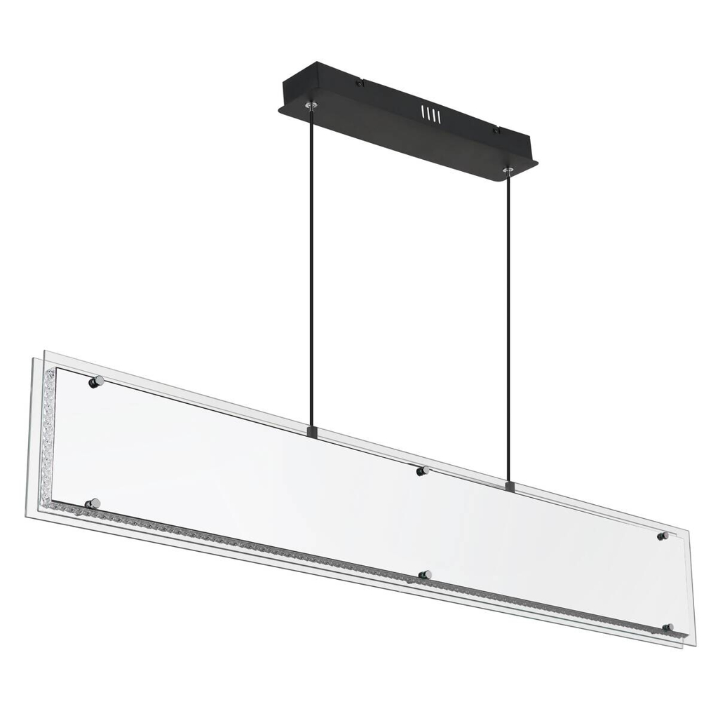 GLOBO Hängeleuchte klar schwarz Aluminium Glas Kunststoff B/H/L: ca. 8x120x113 cm 1 Brennstellen