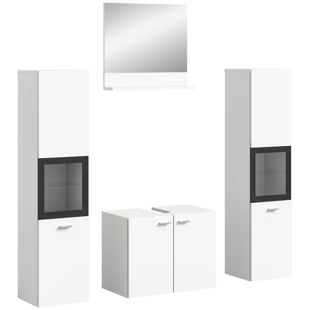 Badezimmer-Set BOSTON weiß schwarz B/H/T: ca. 137x186x33 cm