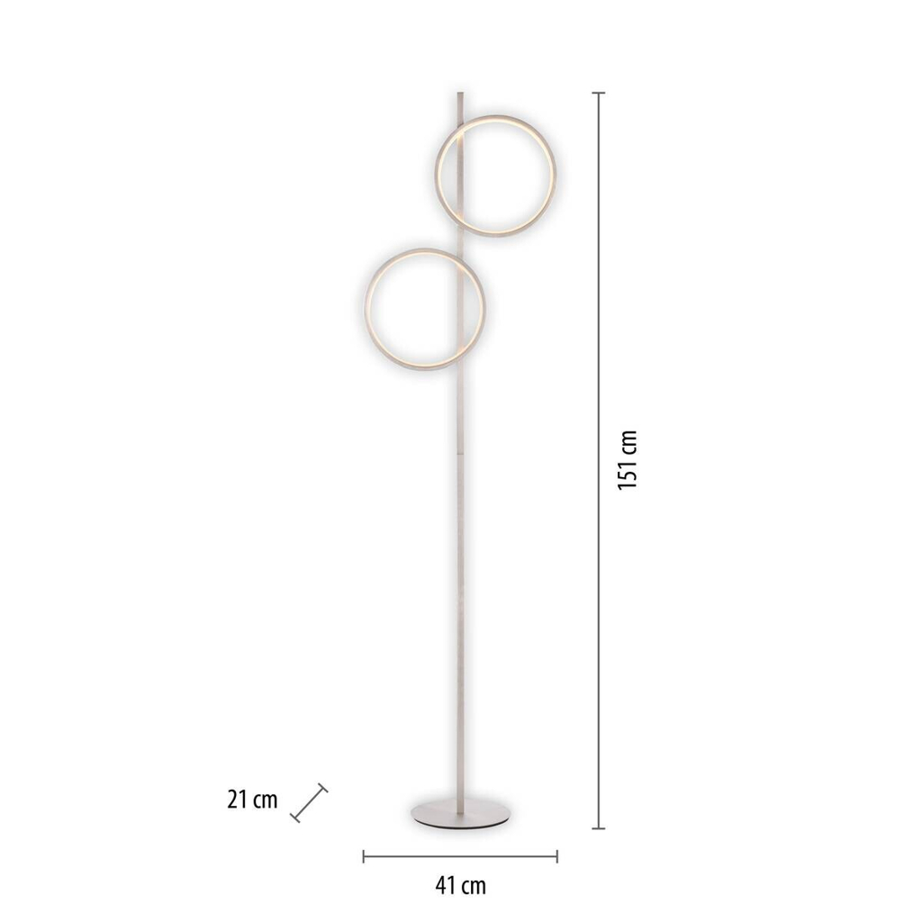 Just Light Stehlampe Mini-Ritus silber Eisen B/H/T: ca. 40,5x151x21 cm 2 Brennstellen