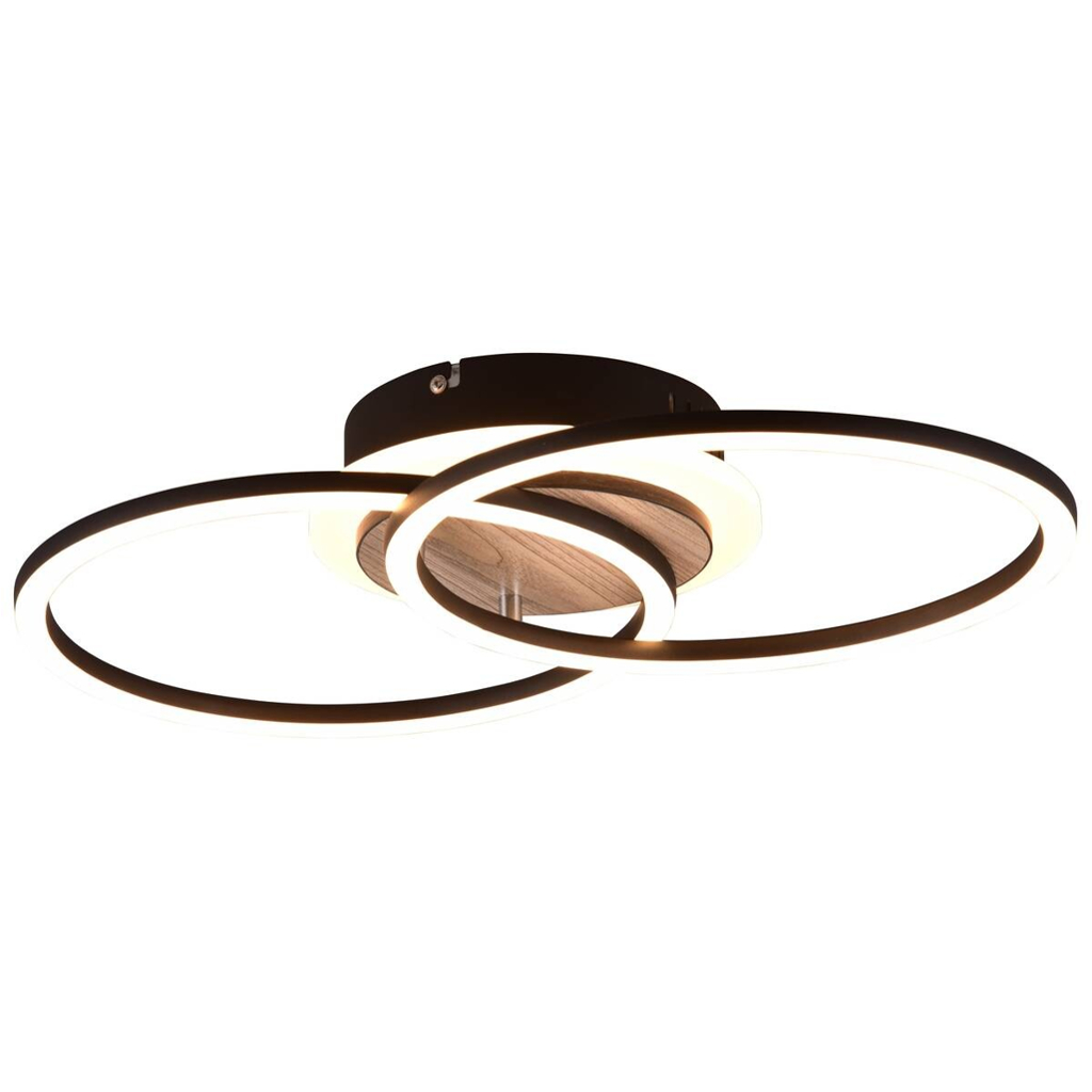 Reality LED-Deckenleuchte R62783635 Giro schwarz MDF Metall Acryl B/H/T: ca. 46x8x28 cm 1 Brennstellen